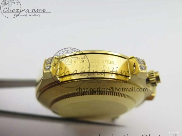 MiroTime 0306 Daytona 116589RBOW YG Rainbow Crystal BLF Best Edition Black Dial on YG Bracelet A SmoothTexture 3175